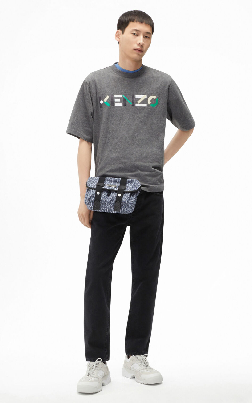 Kenzo Multicoloured oversize Logo μπλουζακια ανδρικα γκρι | GR060217